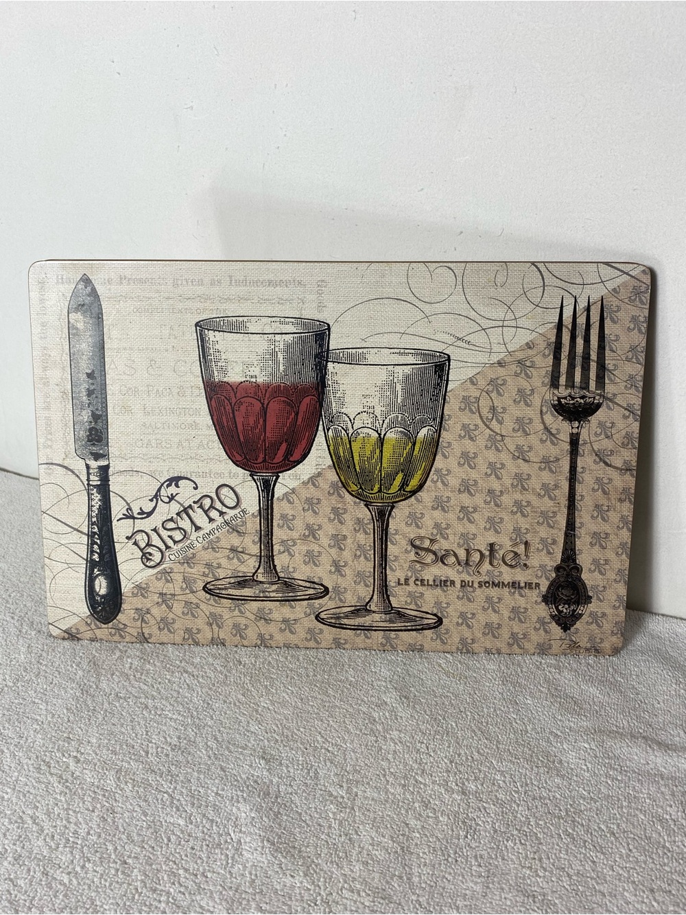 Vintage French Bistro Cork Backed Placemats Wine Theme Set Of 4